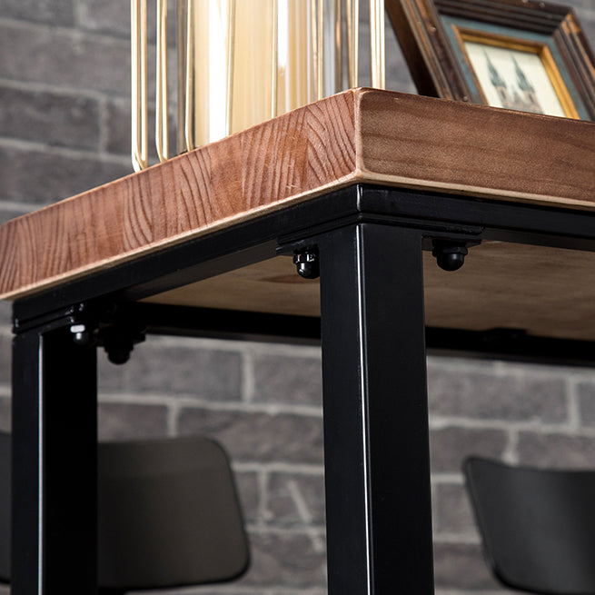 Wood Cocktail Bar Table with Rectangle Table Top Black Trestle Table - 41.3" H Clearhalo 'Bar Furniture' 'Bar Tables' 'bar_tables' 'furn' 'furn_bar_tables' 'Furniture' 'furniture_bar_tables' 'Kitchen & Dining Furniture' 4692008