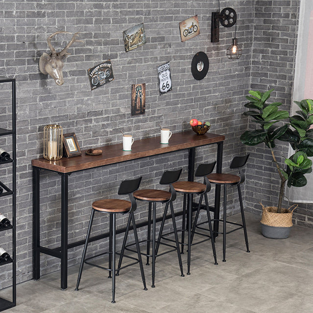 Wood Cocktail Bar Table with Rectangle Table Top Black Trestle Table - 41.3" H Clearhalo 'Bar Furniture' 'Bar Tables' 'bar_tables' 'furn' 'furn_bar_tables' 'Furniture' 'furniture_bar_tables' 'Kitchen & Dining Furniture' 4692010