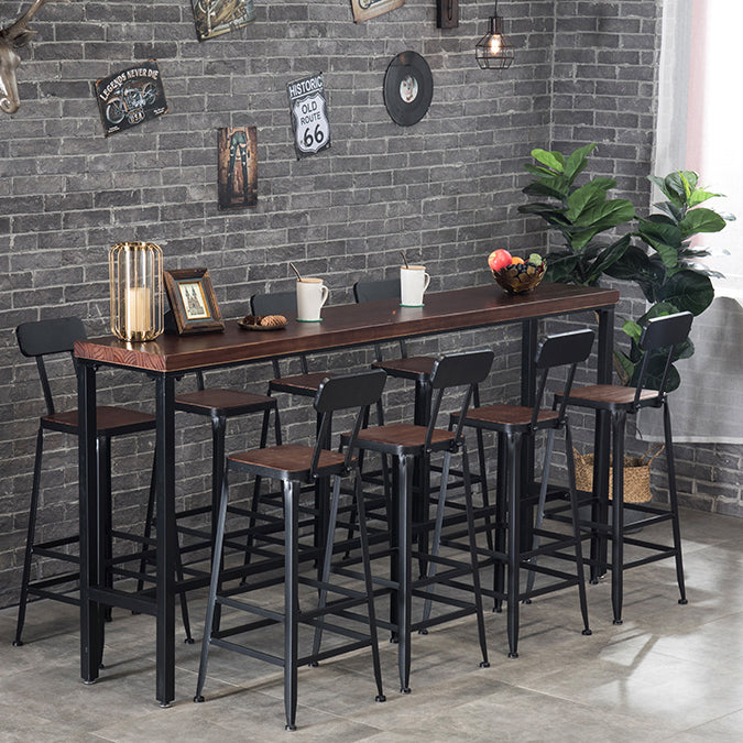 Wood Cocktail Bar Table with Rectangle Table Top Black Trestle Table - 41.3" H Clearhalo 'Bar Furniture' 'Bar Tables' 'bar_tables' 'furn' 'furn_bar_tables' 'Furniture' 'furniture_bar_tables' 'Kitchen & Dining Furniture' 4692011