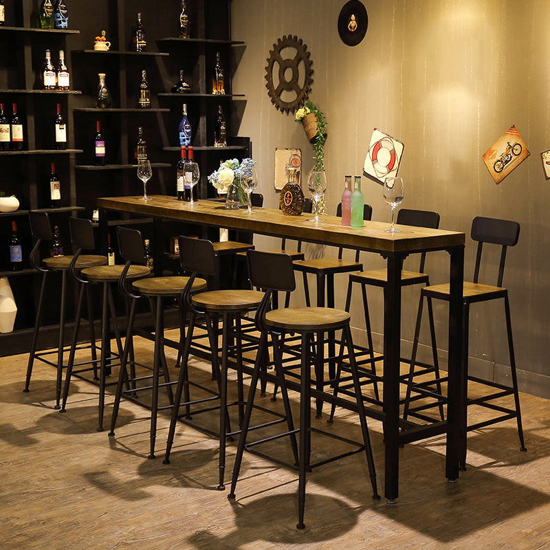 Wood Cocktail Bar Table with Rectangle Table Top Black Trestle Table - 41.3" H Clearhalo 'Bar Furniture' 'Bar Tables' 'bar_tables' 'furn' 'furn_bar_tables' 'Furniture' 'furniture_bar_tables' 'Kitchen & Dining Furniture' 4692012