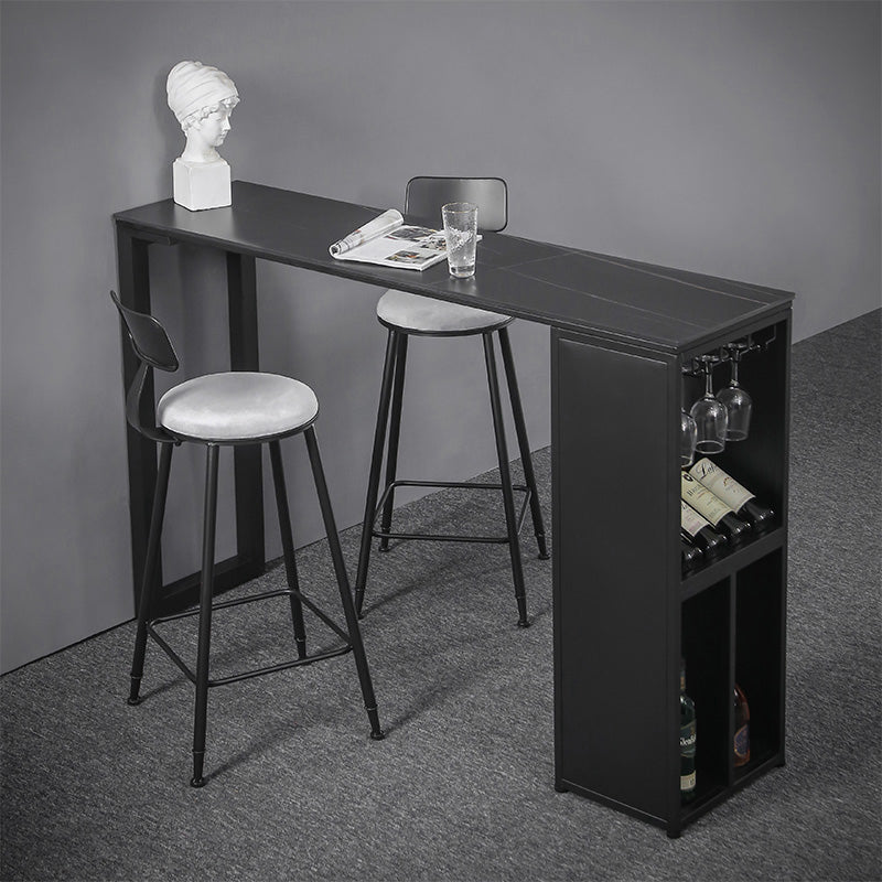 Marble Table with Rectangle Table Top Black Double Pedestal Table- 41.3" H 86.6"L x 15.7"W x 41.3"H Gold-Black Without Chairs Clearhalo 'Bar Furniture' 'Bar Tables' 'bar_tables' 'furn' 'furn_bar_tables' 'Furniture' 'furniture_bar_tables' 'Kitchen & Dining Furniture' 'kitchen&dining_furn' 'kitchen' 4692029