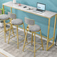 White Marble Table with Rectangle Table Top Gold Trestle Table - 41.3" H Clearhalo 'Bar Furniture' 'Bar Tables' 'bar_tables' 'furn' 'furn_bar_tables' 'Furniture' 'furniture_bar_tables' 'Kitchen & Dining Furniture' 4692064