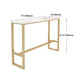 White Marble Table with Rectangle Table Top Gold Trestle Table - 41.3" H Clearhalo 'Bar Furniture' 'Bar Tables' 'bar_tables' 'furn' 'furn_bar_tables' 'Furniture' 'furniture_bar_tables' 'Kitchen & Dining Furniture' 4692074