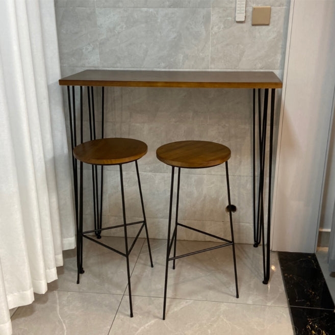 Industrial Solid Wood Pub Table with Rectangle Table Top Legs Table - 41.3" H 63"L x 15.7"W x 41.3"H Brown Without Chairs Clearhalo 'Bar Furniture' 'Bar Tables' 'bar_tables' 'furn' 'furn_bar_tables' 'Furniture' 'furniture_bar_tables' 'Kitchen & Dining Furniture' 4692085