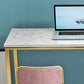Marble Bistro Bar Table with Rectangle Table Top Trestle Table - 41.3" H Clearhalo 'Bar Furniture' 'Bar Tables' 'bar_tables' 'furn' 'furn_bar_tables' 'Furniture' 'furniture_bar_tables' 'Kitchen & Dining Furniture' 4692103