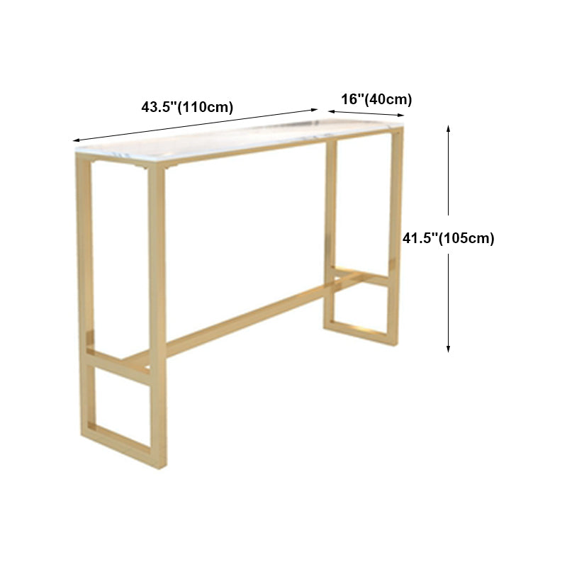 Marble Bistro Bar Table with Rectangle Table Top Trestle Table - 41.3" H Clearhalo 'Bar Furniture' 'Bar Tables' 'bar_tables' 'furn' 'furn_bar_tables' 'Furniture' 'furniture_bar_tables' 'Kitchen & Dining Furniture' 4692111