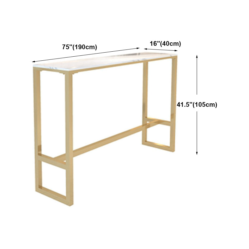 Marble Bistro Bar Table with Rectangle Table Top Trestle Table - 41.3" H Clearhalo 'Bar Furniture' 'Bar Tables' 'bar_tables' 'furn' 'furn_bar_tables' 'Furniture' 'furniture_bar_tables' 'Kitchen & Dining Furniture' 4692119