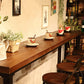 Dark Brown Modern Style Bar Table Solid Wood and Iron Coffee Shop Bar Table Clearhalo 'Bar Furniture' 'Bar Tables' 'bar_tables' 'furn' 'furn_bar_tables' 'Furniture' 'furniture_bar_tables' 'Kitchen & Dining Furniture' 4692132