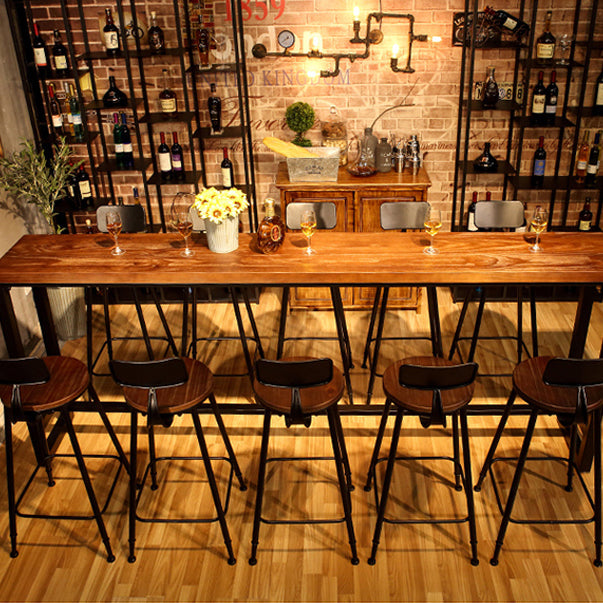 Dark Brown Modern Style Bar Table Solid Wood and Iron Coffee Shop Bar Table Clearhalo 'Bar Furniture' 'Bar Tables' 'bar_tables' 'furn' 'furn_bar_tables' 'Furniture' 'furniture_bar_tables' 'Kitchen & Dining Furniture' 4692133