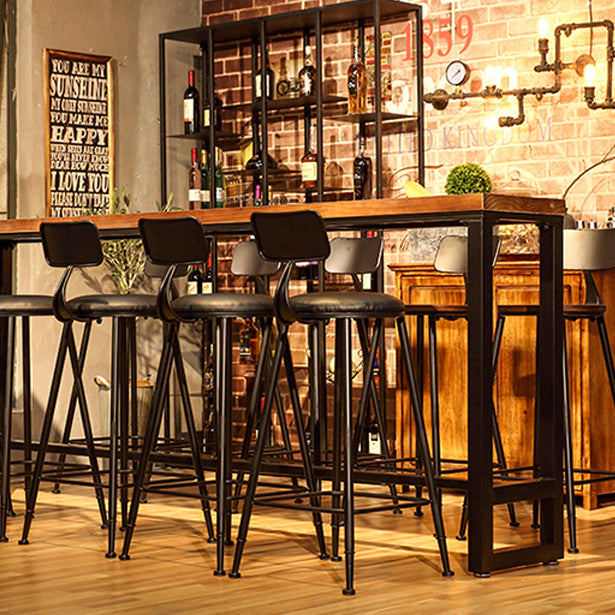 Dark Brown Modern Style Bar Table Solid Wood and Iron Coffee Shop Bar Table Clearhalo 'Bar Furniture' 'Bar Tables' 'bar_tables' 'furn' 'furn_bar_tables' 'Furniture' 'furniture_bar_tables' 'Kitchen & Dining Furniture' 4692135