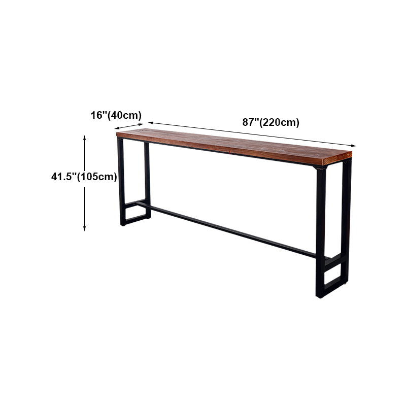 Dark Brown Modern Style Bar Table Solid Wood and Iron Coffee Shop Bar Table Clearhalo 'Bar Furniture' 'Bar Tables' 'bar_tables' 'furn' 'furn_bar_tables' 'Furniture' 'furniture_bar_tables' 'Kitchen & Dining Furniture' 4692138