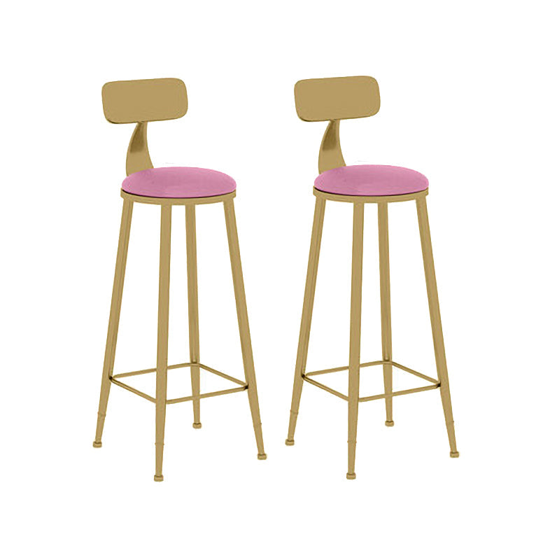 Scandinavian Round Low Back Counter Stools Upholstered Bar Stools with Cushion Pink 2 Piece Set Clearhalo 'Bar Furniture' 'Bar Stools' 'bar_stools' 'furn' 'furn_bar_stools' 'furniture_bar_stools' 'Kitchen & Dining Furniture' 'kitchen&dining_furn' 'kitchen' 'kitchen_furn' Furniture' 4692166