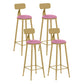 Scandinavian Round Low Back Counter Stools Upholstered Bar Stools with Cushion Pink 4 Piece Set Clearhalo 'Bar Furniture' 'Bar Stools' 'bar_stools' 'furn' 'furn_bar_stools' 'furniture_bar_stools' 'Kitchen & Dining Furniture' 'kitchen&dining_furn' 'kitchen' 'kitchen_furn' Furniture' 4692167