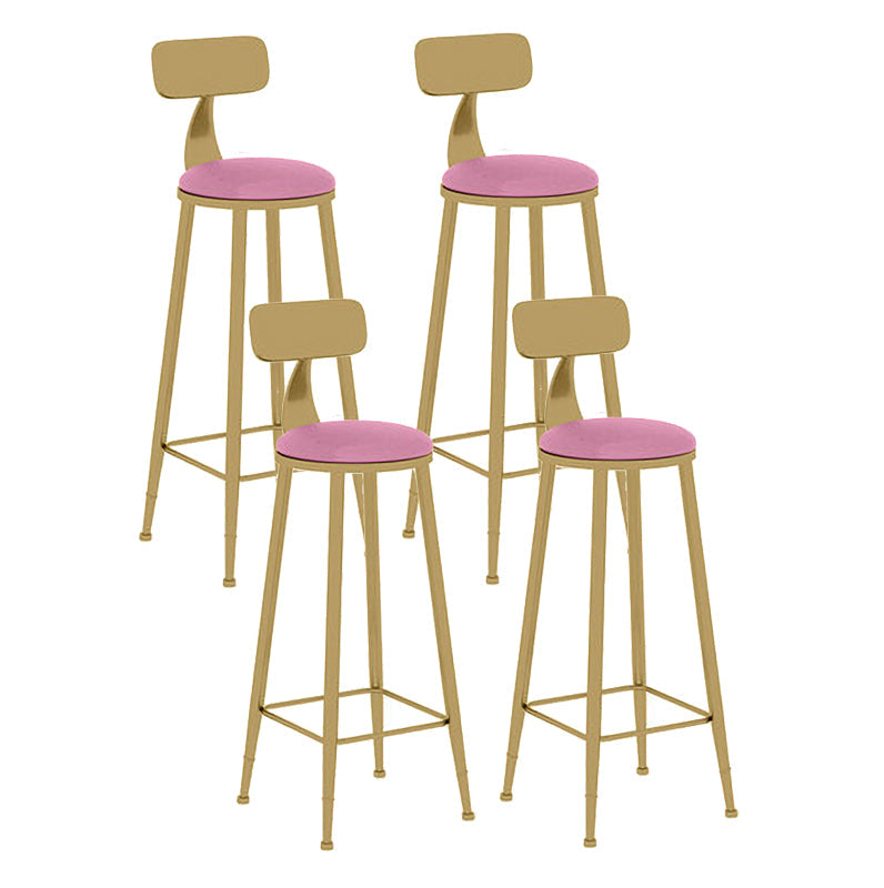 Scandinavian Round Low Back Counter Stools Upholstered Bar Stools with Cushion Pink 4 Piece Set Clearhalo 'Bar Furniture' 'Bar Stools' 'bar_stools' 'furn' 'furn_bar_stools' 'furniture_bar_stools' 'Kitchen & Dining Furniture' 'kitchen&dining_furn' 'kitchen' 'kitchen_furn' Furniture' 4692167