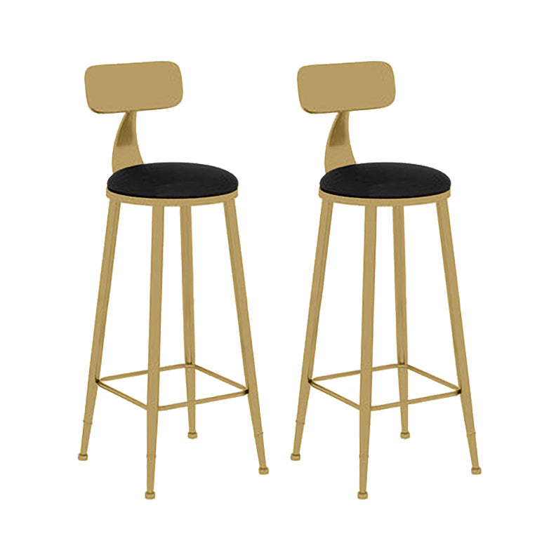 Scandinavian Round Low Back Counter Stools Upholstered Bar Stools with Cushion Black 2 Piece Set Clearhalo 'Bar Furniture' 'Bar Stools' 'bar_stools' 'furn' 'furn_bar_stools' 'furniture_bar_stools' 'Kitchen & Dining Furniture' 'kitchen&dining_furn' 'kitchen' 'kitchen_furn' Furniture' 4692169