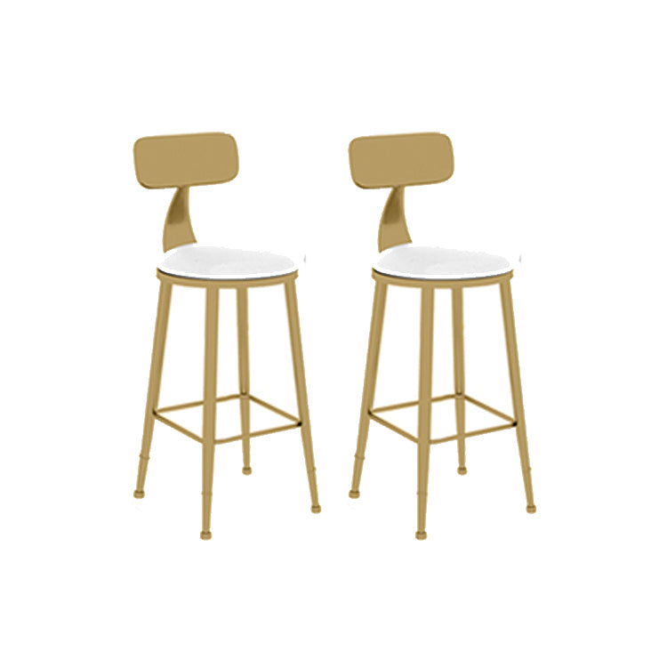 Scandinavian Round Low Back Counter Stools Upholstered Bar Stools with Cushion White 2 Piece Set Short Stool(18"H) Clearhalo 'Bar Furniture' 'Bar Stools' 'bar_stools' 'furn' 'furn_bar_stools' 'furniture_bar_stools' 'Kitchen & Dining Furniture' 'kitchen&dining_furn' 'kitchen' 'kitchen_furn' Furniture' 4692173