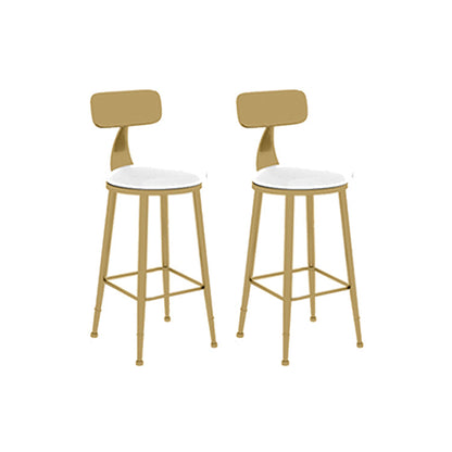 Scandinavian Round Low Back Counter Stools Upholstered Bar Stools with Cushion White 2 Piece Set Short Stool(18"H) Clearhalo 'Bar Furniture' 'Bar Stools' 'bar_stools' 'furn' 'furn_bar_stools' 'furniture_bar_stools' 'Kitchen & Dining Furniture' 'kitchen&dining_furn' 'kitchen' 'kitchen_furn' Furniture' 4692173