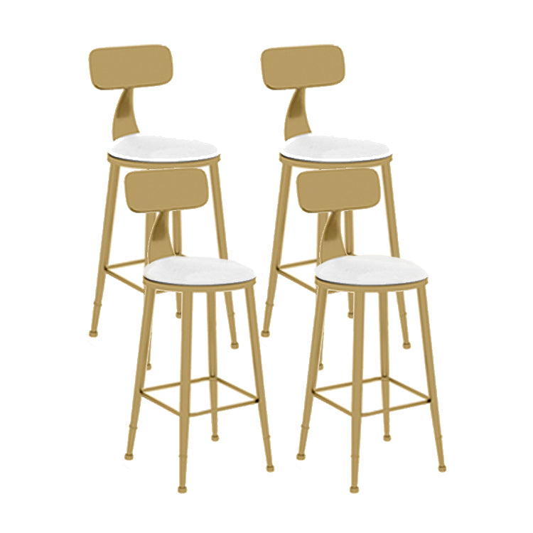 Scandinavian Round Low Back Counter Stools Upholstered Bar Stools with Cushion White 4 Piece Set Short Stool(18"H) Clearhalo 'Bar Furniture' 'Bar Stools' 'bar_stools' 'furn' 'furn_bar_stools' 'furniture_bar_stools' 'Kitchen & Dining Furniture' 'kitchen&dining_furn' 'kitchen' 'kitchen_furn' Furniture' 4692175