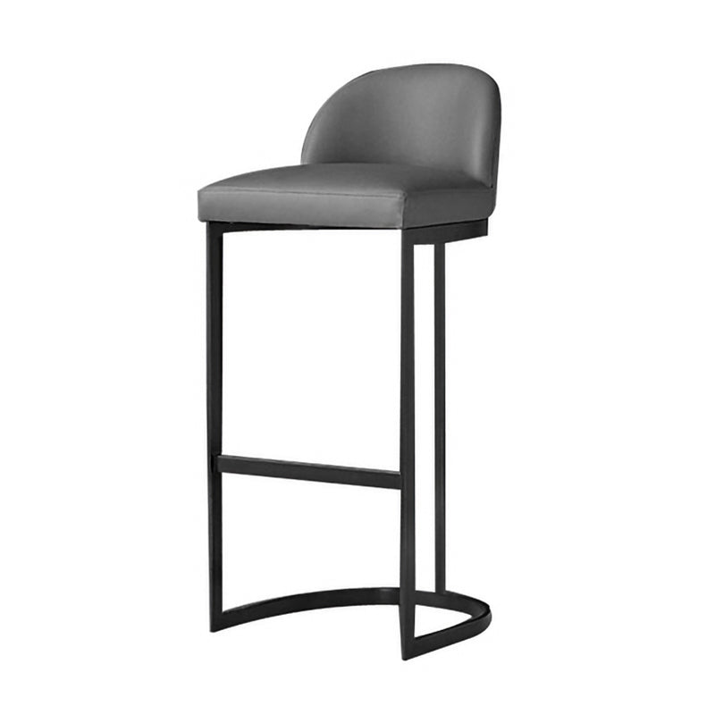Luxury Leather Counter Stools for Kitchen Low Back Round Stools with Iron Legs Black 1 Piece Clearhalo 'Bar Furniture' 'Bar Stools' 'bar_stools' 'furn' 'furn_bar_stools' 'furniture_bar_stools' 'Kitchen & Dining Furniture' 'kitchen&dining_furn' 'kitchen' 'kitchen_furn' Furniture' 4692183