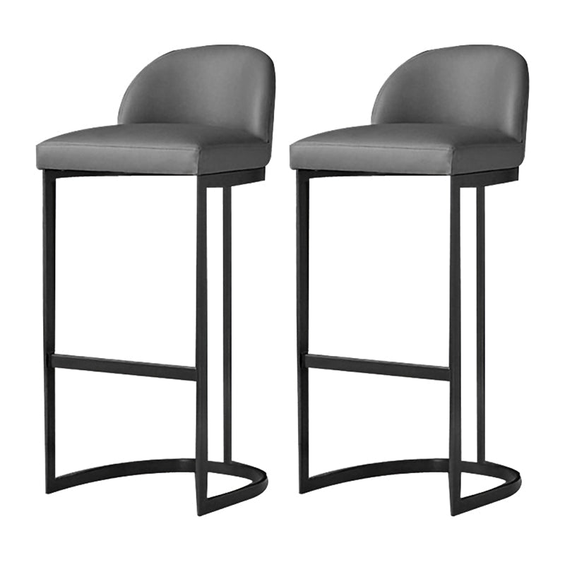 Luxury Leather Counter Stools for Kitchen Low Back Round Stools with Iron Legs Black 2 Piece Set Clearhalo 'Bar Furniture' 'Bar Stools' 'bar_stools' 'furn' 'furn_bar_stools' 'furniture_bar_stools' 'Kitchen & Dining Furniture' 'kitchen&dining_furn' 'kitchen' 'kitchen_furn' Furniture' 4692184