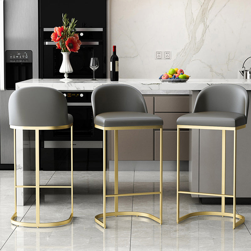 Luxury Leather Counter Stools for Kitchen Low Back Round Stools with Iron Legs Clearhalo 'Bar Furniture' 'Bar Stools' 'bar_stools' 'furn' 'furn_bar_stools' 'furniture_bar_stools' 'Kitchen & Dining Furniture' 'kitchen&dining_furn' 'kitchen' 'kitchen_furn' Furniture' 4692189