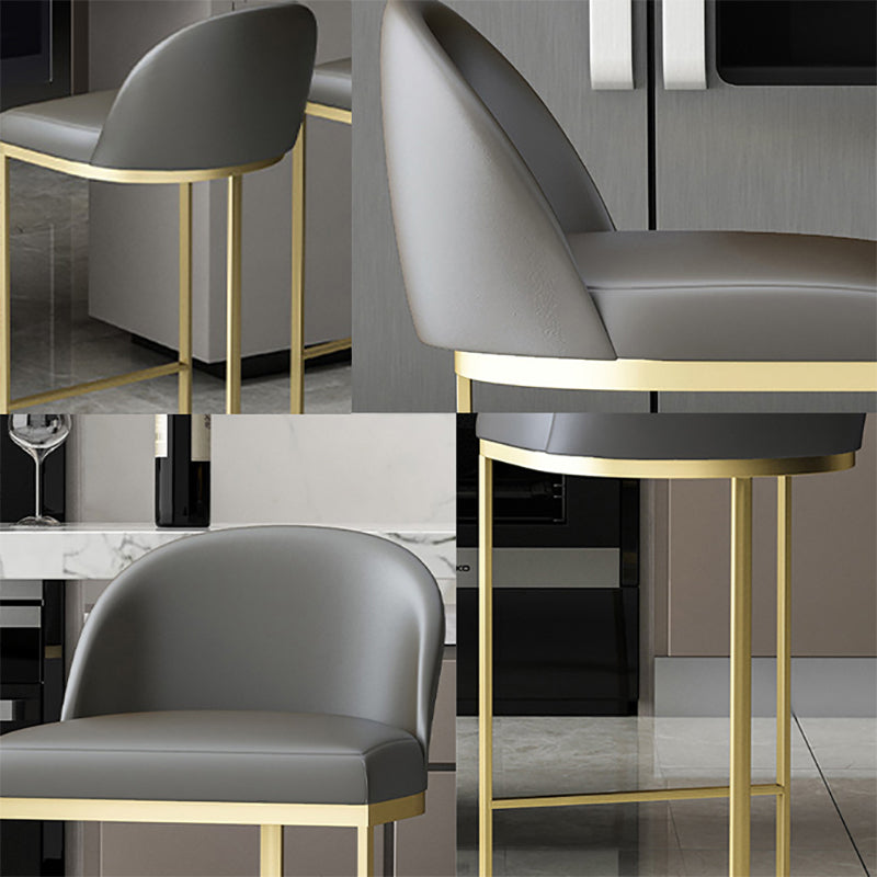 Luxury Leather Counter Stools for Kitchen Low Back Round Stools with Iron Legs Clearhalo 'Bar Furniture' 'Bar Stools' 'bar_stools' 'furn' 'furn_bar_stools' 'furniture_bar_stools' 'Kitchen & Dining Furniture' 'kitchen&dining_furn' 'kitchen' 'kitchen_furn' Furniture' 4692193