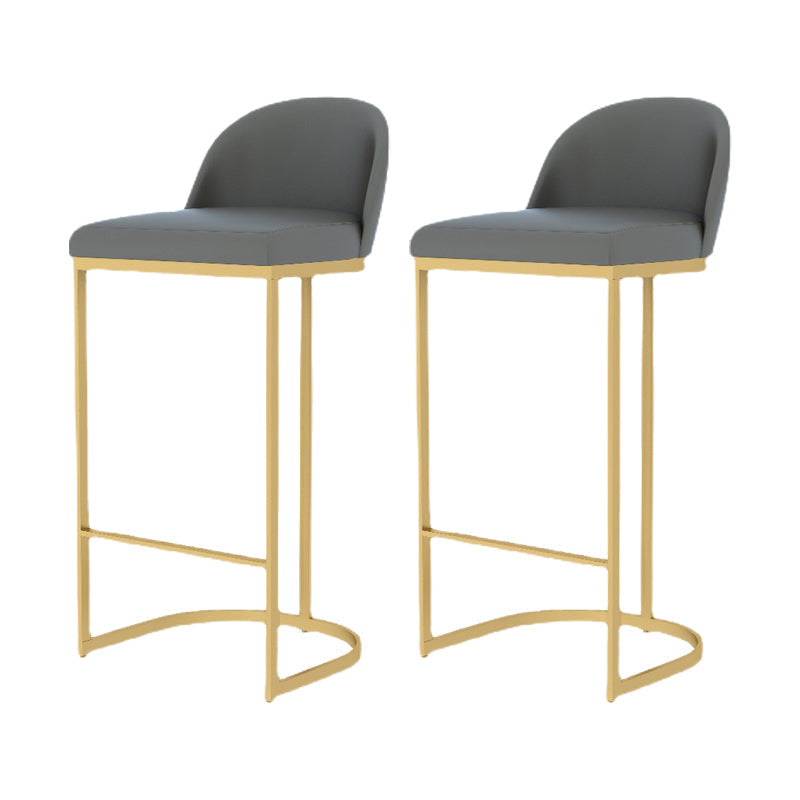 Luxury Leather Counter Stools for Kitchen Low Back Round Stools with Iron Legs Gold 2 Piece Set Clearhalo 'Bar Furniture' 'Bar Stools' 'bar_stools' 'furn' 'furn_bar_stools' 'furniture_bar_stools' 'Kitchen & Dining Furniture' 'kitchen&dining_furn' 'kitchen' 'kitchen_furn' Furniture' 4692196