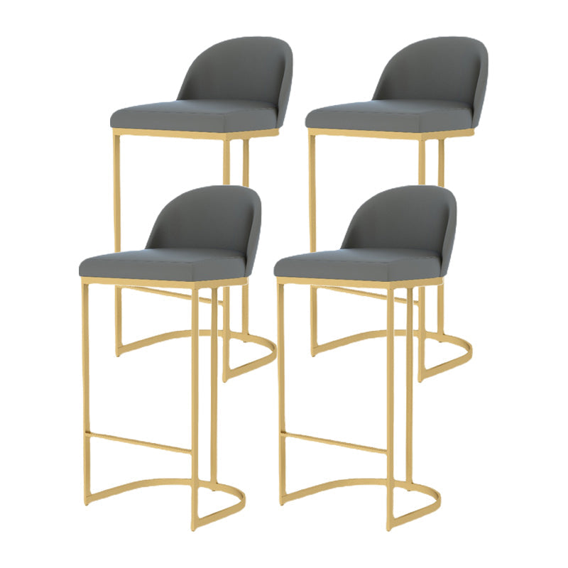 Luxury Leather Counter Stools for Kitchen Low Back Round Stools with Iron Legs Gold 4 Piece Set Clearhalo 'Bar Furniture' 'Bar Stools' 'bar_stools' 'furn' 'furn_bar_stools' 'furniture_bar_stools' 'Kitchen & Dining Furniture' 'kitchen&dining_furn' 'kitchen' 'kitchen_furn' Furniture' 4692197