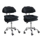 Leather Swivel Adjustable Height Bar Stool Matte Finish Home Low Back Stool Black 2 Piece Set Counter Stool (23.5"H) Clearhalo 'Bar Furniture' 'Bar Stools' 'bar_stools' 'furn' 'furn_bar_stools' 'furniture_bar_stools' 'Kitchen & Dining Furniture' 'kitchen&dining_furn' 'kitchen' 'kitchen_furn' Furniture' 4692248