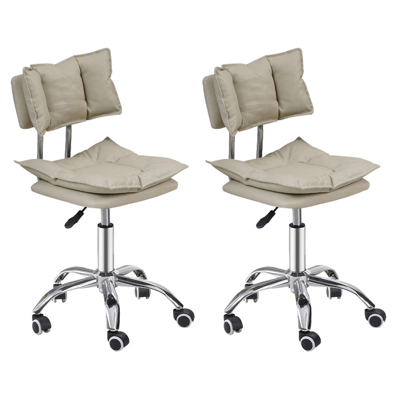 Leather Swivel Adjustable Height Bar Stool Matte Finish Home Low Back Stool Off-White 2 Piece Set Short Stool(22"H) Clearhalo 'Bar Furniture' 'Bar Stools' 'bar_stools' 'furn' 'furn_bar_stools' 'furniture_bar_stools' 'Kitchen & Dining Furniture' 'kitchen&dining_furn' 'kitchen' 'kitchen_furn' Furniture' 4692255