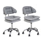 Leather Swivel Adjustable Height Bar Stool Matte Finish Home Low Back Stool Grey 2 Piece Set Counter Stool (23.5"H) Clearhalo 'Bar Furniture' 'Bar Stools' 'bar_stools' 'furn' 'furn_bar_stools' 'furniture_bar_stools' 'Kitchen & Dining Furniture' 'kitchen&dining_furn' 'kitchen' 'kitchen_furn' Furniture' 4692260