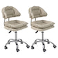 Leather Swivel Adjustable Height Bar Stool Matte Finish Home Low Back Stool Off-White 2 Piece Set Counter Stool (23.5"H) Clearhalo 'Bar Furniture' 'Bar Stools' 'bar_stools' 'furn' 'furn_bar_stools' 'furniture_bar_stools' 'Kitchen & Dining Furniture' 'kitchen&dining_furn' 'kitchen' 'kitchen_furn' Furniture' 4692269