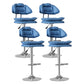 Leather Swivel Adjustable Height Bar Stool Matte Finish Home Low Back Stool Blue 4 Piece Set Bar Stool(33"H) Clearhalo 'Bar Furniture' 'Bar Stools' 'bar_stools' 'furn' 'furn_bar_stools' 'furniture_bar_stools' 'Kitchen & Dining Furniture' 'kitchen&dining_furn' 'kitchen' 'kitchen_furn' Furniture' 4692274