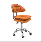 Leather Swivel Adjustable Height Bar Stool Matte Finish Home Low Back Stool Orange 1 Piece Counter Stool (23.5"H) Clearhalo 'Bar Furniture' 'Bar Stools' 'bar_stools' 'furn' 'furn_bar_stools' 'furniture_bar_stools' 'Kitchen & Dining Furniture' 'kitchen&dining_furn' 'kitchen' 'kitchen_furn' Furniture' 4692278