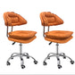 Leather Swivel Adjustable Height Bar Stool Matte Finish Home Low Back Stool Orange 2 Piece Set Counter Stool (23.5"H) Clearhalo 'Bar Furniture' 'Bar Stools' 'bar_stools' 'furn' 'furn_bar_stools' 'furniture_bar_stools' 'Kitchen & Dining Furniture' 'kitchen&dining_furn' 'kitchen' 'kitchen_furn' Furniture' 4692279