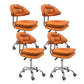 Leather Swivel Adjustable Height Bar Stool Matte Finish Home Low Back Stool Orange 4 Piece Set Counter Stool (23.5"H) Clearhalo 'Bar Furniture' 'Bar Stools' 'bar_stools' 'furn' 'furn_bar_stools' 'furniture_bar_stools' 'Kitchen & Dining Furniture' 'kitchen&dining_furn' 'kitchen' 'kitchen_furn' Furniture' 4692280