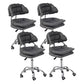 Leather Swivel Adjustable Height Bar Stool Matte Finish Home Low Back Stool Dark Gray 4 Piece Set Counter Stool (23.5"H) Clearhalo 'Bar Furniture' 'Bar Stools' 'bar_stools' 'furn' 'furn_bar_stools' 'furniture_bar_stools' 'Kitchen & Dining Furniture' 'kitchen&dining_furn' 'kitchen' 'kitchen_furn' Furniture' 4692289