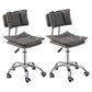 Leather Swivel Adjustable Height Bar Stool Matte Finish Home Low Back Stool Dark Gray 2 Piece Set Short Stool(22"H) Clearhalo 'Bar Furniture' 'Bar Stools' 'bar_stools' 'furn' 'furn_bar_stools' 'furniture_bar_stools' 'Kitchen & Dining Furniture' 'kitchen&dining_furn' 'kitchen' 'kitchen_furn' Furniture' 4692291