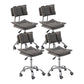 Leather Swivel Adjustable Height Bar Stool Matte Finish Home Low Back Stool Dark Gray 4 Piece Set Short Stool(22"H) Clearhalo 'Bar Furniture' 'Bar Stools' 'bar_stools' 'furn' 'furn_bar_stools' 'furniture_bar_stools' 'Kitchen & Dining Furniture' 'kitchen&dining_furn' 'kitchen' 'kitchen_furn' Furniture' 4692292