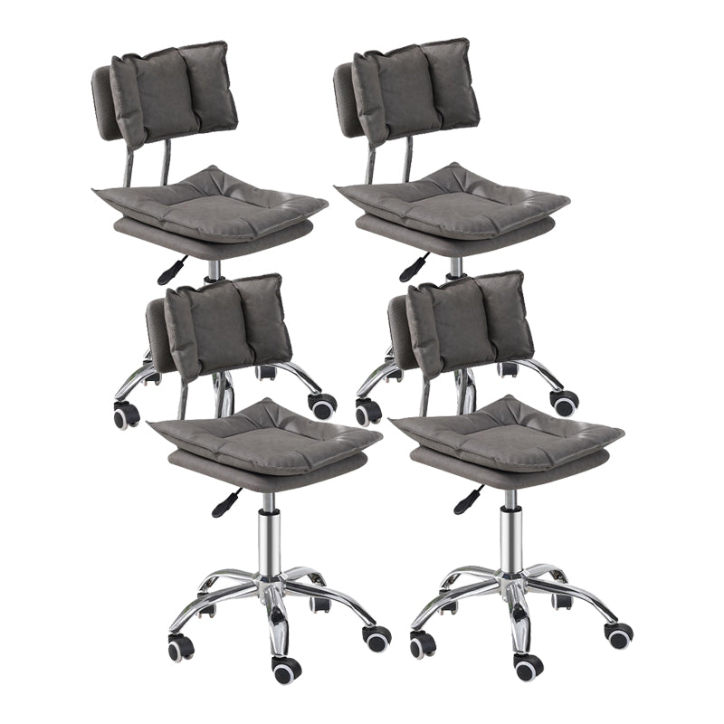 Leather Swivel Adjustable Height Bar Stool Matte Finish Home Low Back Stool Dark Gray 4 Piece Set Short Stool(22"H) Clearhalo 'Bar Furniture' 'Bar Stools' 'bar_stools' 'furn' 'furn_bar_stools' 'furniture_bar_stools' 'Kitchen & Dining Furniture' 'kitchen&dining_furn' 'kitchen' 'kitchen_furn' Furniture' 4692292
