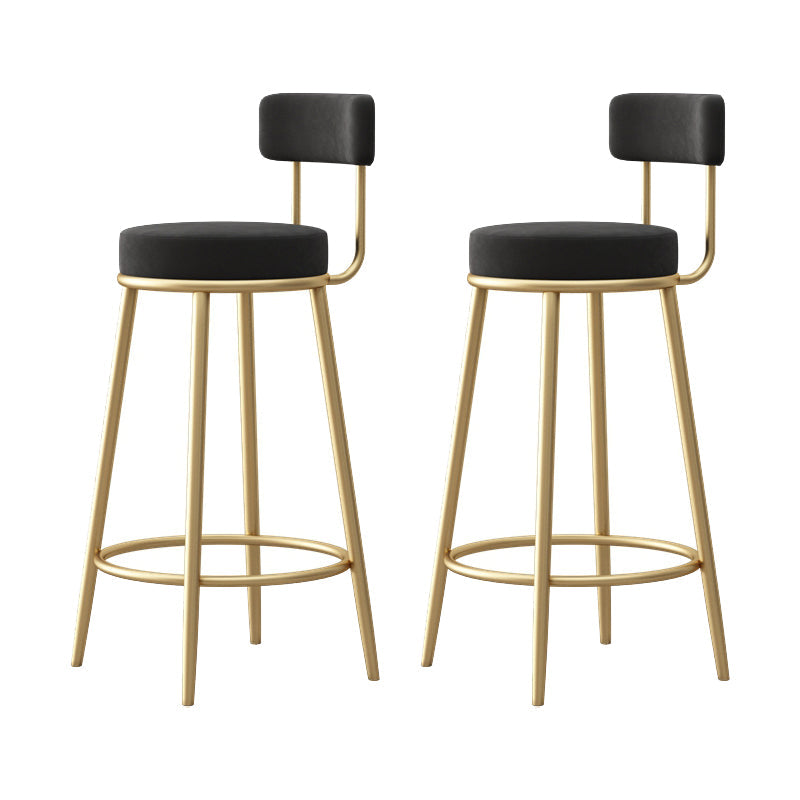Scandinavian Design Upholstered Armless Stools for Home Low Back Barstools with Metal Legs Black 2 Piece Set Clearhalo 'Bar Furniture' 'Bar Stools' 'bar_stools' 'furn' 'furn_bar_stools' 'furniture_bar_stools' 'Kitchen & Dining Furniture' 'kitchen&dining_furn' 'kitchen' 'kitchen_furn' Furniture' 4692305