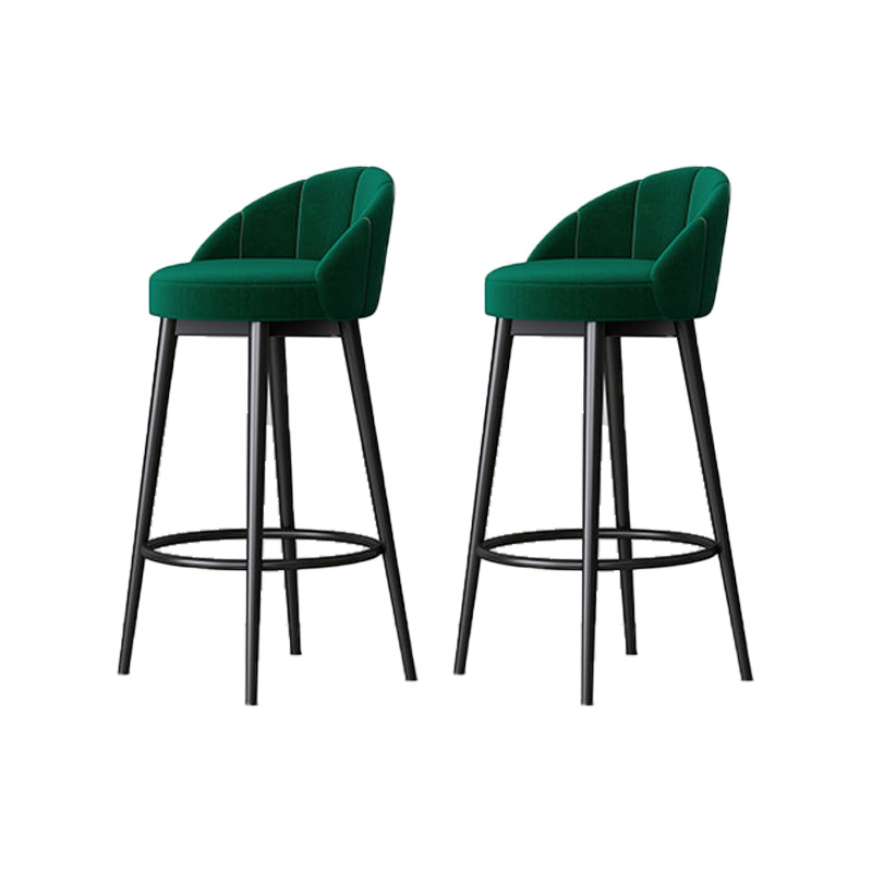 Scandinavian Upholstered Footrest Bar Stool Low Back Home Velvet Matte Finish Stool Green 2 Piece Set Clearhalo 'Bar Furniture' 'Bar Stools' 'bar_stools' 'furn' 'furn_bar_stools' 'furniture_bar_stools' 'Kitchen & Dining Furniture' 'kitchen&dining_furn' 'kitchen' 'kitchen_furn' Furniture' 4692337