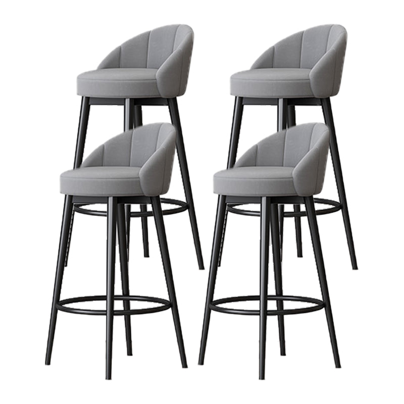 Scandinavian Upholstered Footrest Bar Stool Low Back Home Velvet Matte Finish Stool Grey 4 Piece Set Clearhalo 'Bar Furniture' 'Bar Stools' 'bar_stools' 'furn' 'furn_bar_stools' 'furniture_bar_stools' 'Kitchen & Dining Furniture' 'kitchen&dining_furn' 'kitchen' 'kitchen_furn' Furniture' 4692341