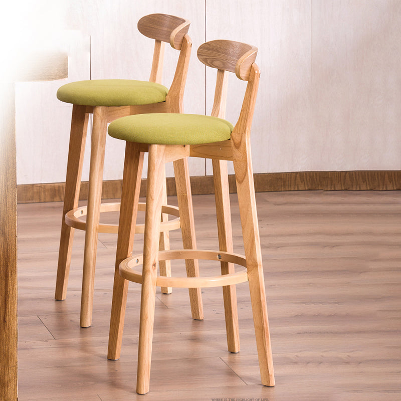 Scandinavian Upholstered Footrest Low Back Stool 27.55'' Beechwood Bar Stool Clearhalo 'Bar Furniture' 'Bar Stools' 'bar_stools' 'furn' 'furn_bar_stools' 'furniture_bar_stools' 'Kitchen & Dining Furniture' 'kitchen&dining_furn' 'kitchen' 'kitchen_furn' Furniture' 4692371