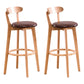 Scandinavian Upholstered Footrest Low Back Stool 27.55'' Beechwood Bar Stool Wood Brown 2 Piece Set Clearhalo 'Bar Furniture' 'Bar Stools' 'bar_stools' 'furn' 'furn_bar_stools' 'furniture_bar_stools' 'Kitchen & Dining Furniture' 'kitchen&dining_furn' 'kitchen' 'kitchen_furn' Furniture' 4692372