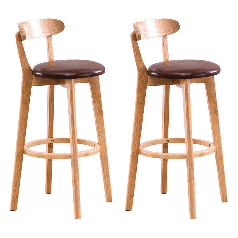 Scandinavian Upholstered Footrest Low Back Stool 27.55'' Beechwood Bar Stool Wood Brown 2 Piece Set Clearhalo 'Bar Furniture' 'Bar Stools' 'bar_stools' 'furn' 'furn_bar_stools' 'furniture_bar_stools' 'Kitchen & Dining Furniture' 'kitchen&dining_furn' 'kitchen' 'kitchen_furn' Furniture' 4692372