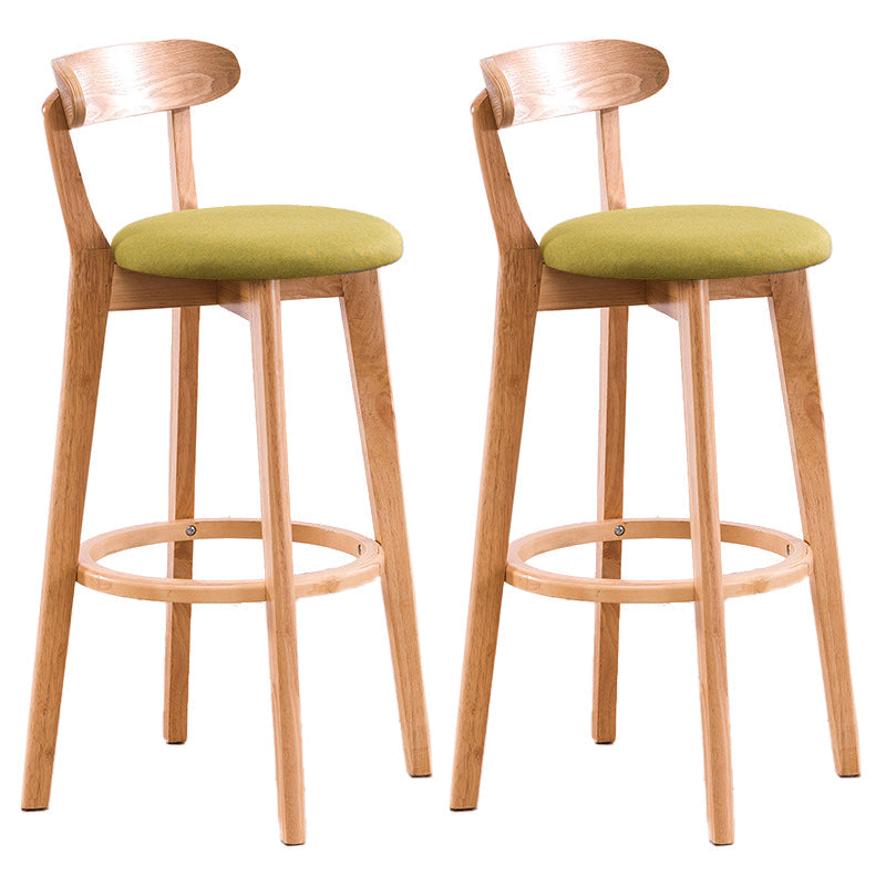Scandinavian Upholstered Footrest Low Back Stool 27.55'' Beechwood Bar Stool Wood Green 2 Piece Set Clearhalo 'Bar Furniture' 'Bar Stools' 'bar_stools' 'furn' 'furn_bar_stools' 'furniture_bar_stools' 'Kitchen & Dining Furniture' 'kitchen&dining_furn' 'kitchen' 'kitchen_furn' Furniture' 4692373