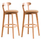Scandinavian Upholstered Footrest Low Back Stool 27.55'' Beechwood Bar Stool Wood Yellow 2 Piece Set Clearhalo 'Bar Furniture' 'Bar Stools' 'bar_stools' 'furn' 'furn_bar_stools' 'furniture_bar_stools' 'Kitchen & Dining Furniture' 'kitchen&dining_furn' 'kitchen' 'kitchen_furn' Furniture' 4692375