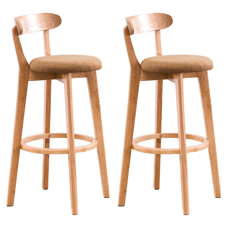 Scandinavian Upholstered Footrest Low Back Stool 27.55'' Beechwood Bar Stool Wood Yellow 2 Piece Set Clearhalo 'Bar Furniture' 'Bar Stools' 'bar_stools' 'furn' 'furn_bar_stools' 'furniture_bar_stools' 'Kitchen & Dining Furniture' 'kitchen&dining_furn' 'kitchen' 'kitchen_furn' Furniture' 4692375
