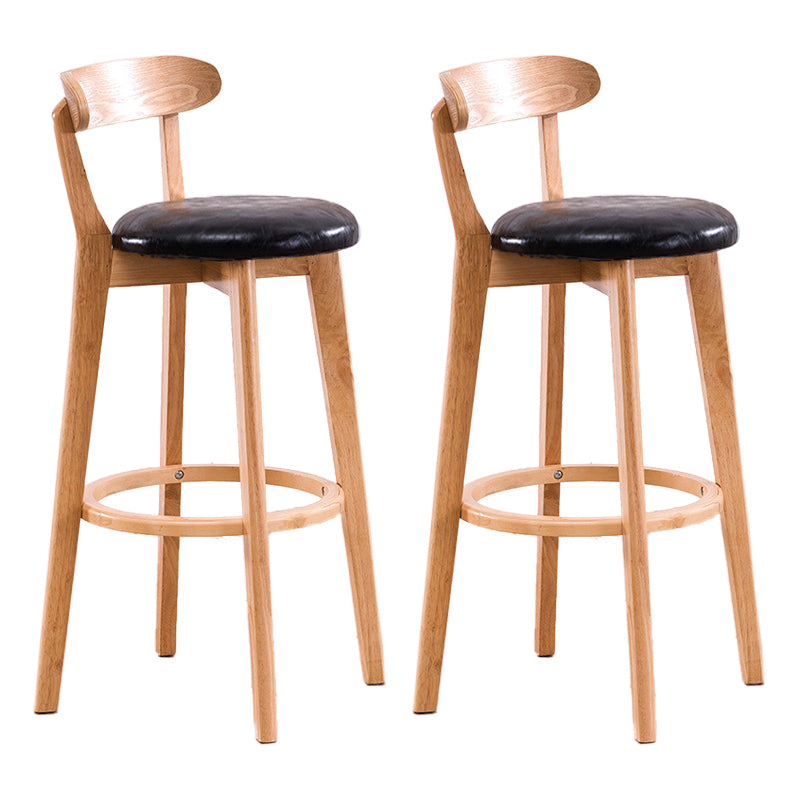 Scandinavian Upholstered Footrest Low Back Stool 27.55'' Beechwood Bar Stool Wood Black 2 Piece Set Clearhalo 'Bar Furniture' 'Bar Stools' 'bar_stools' 'furn' 'furn_bar_stools' 'furniture_bar_stools' 'Kitchen & Dining Furniture' 'kitchen&dining_furn' 'kitchen' 'kitchen_furn' Furniture' 4692377